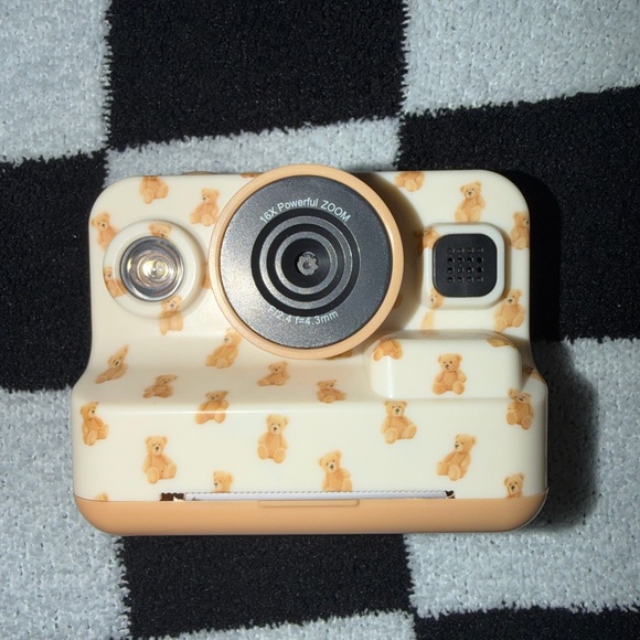 xo Other - Kids Digital Camera in Cream with Peach Teddy Bear Print